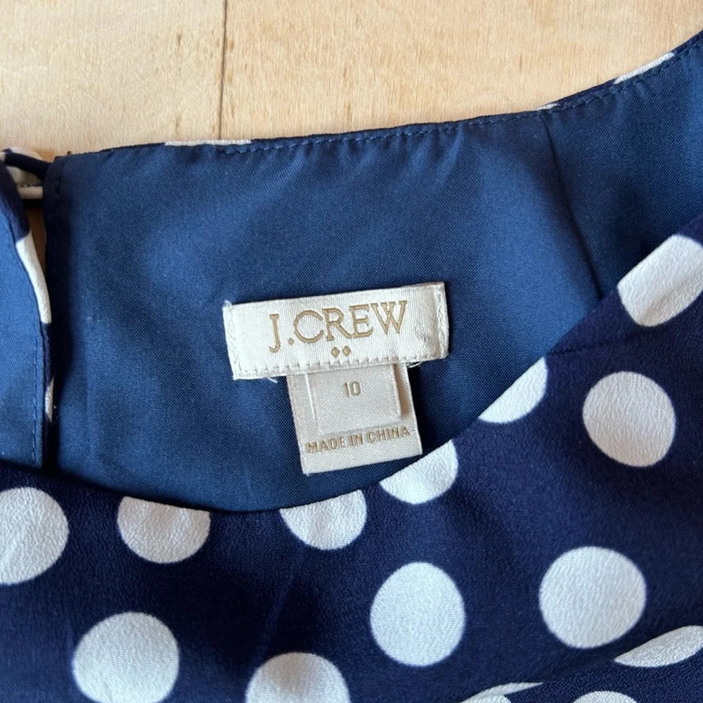 J. Crew Women’s Printed Short Sleeve Gallery Dress in Navy Small Dot Size 10